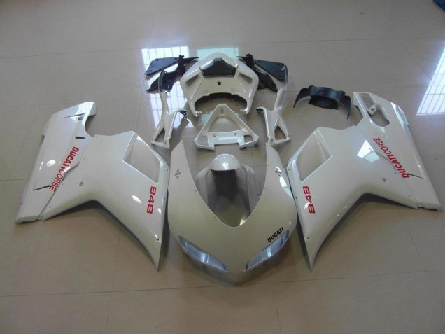 Blanco Perla Rojo Calcomanías Carenado Ducati 848 1098 1198 07-14 Blanco Perla Rojo Calcomanías Carenado Ducati 848 1098 1198 07-14