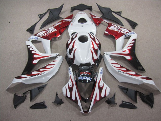 Blanco Rojo Llama Tiburón Carenado Honda CBR 600 RR 07-08 Blanco Rojo Llama Tiburón Carenado Honda CBR 600 RR 07-08