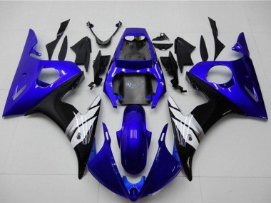 Carenados Moto Yamaha YZF R6 2003-2004 - Azul Blanco Negro Brillante