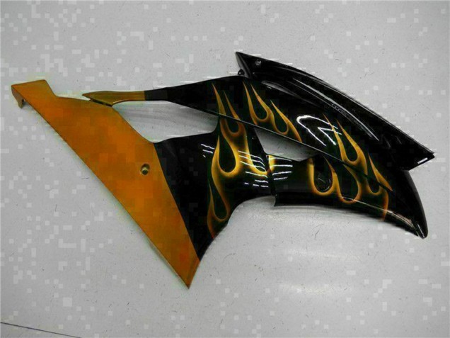 Carenados Moto Yamaha YZF R6 2008-2016 - Negro Brillante Oro Llama