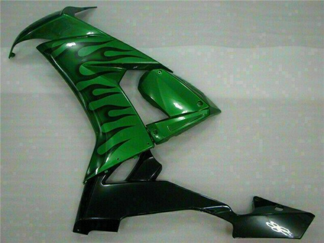 Carenados Moto Kawasaki ZX10R 2008-2010 - Negro Brillante Verde Llama
