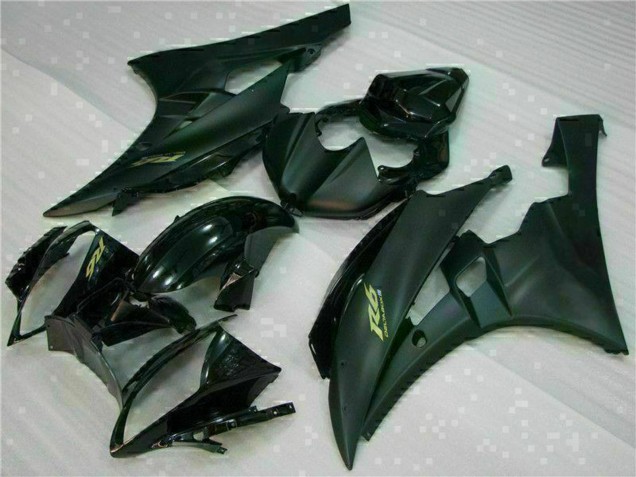Carenados Moto Yamaha YZF R6 2006-2007 - Negro Brillante Negro Mate Oro Calcomanías