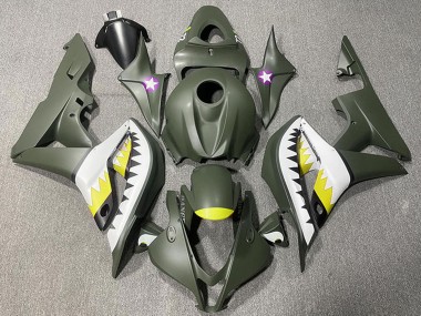 Carenados Moto Honda CBR600RR 2007-2008 - Verde Militar Blanco Amarillo Tiburón