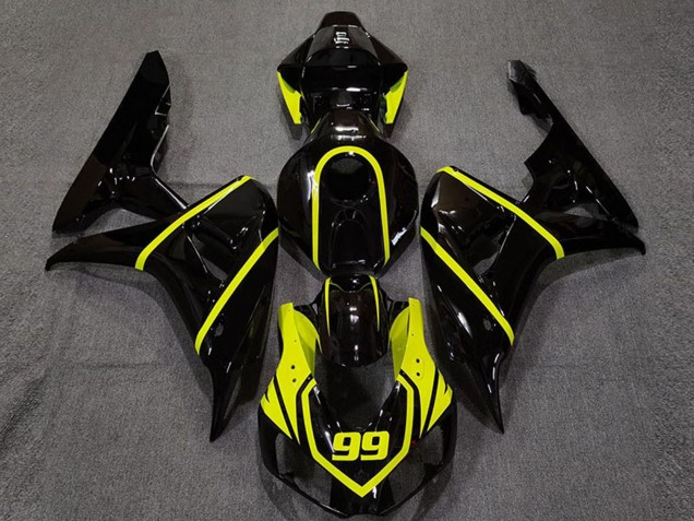 Carenado Moto Honda CBR1000RR 2006-2007 - Negro Brillante Alta Visibilidad Amarillo 99