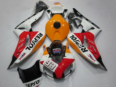 Carenados Moto Honda CBR1000RR 2006-2007 - Naranja Blanco Rojo Negro Brillante Repsol 93
