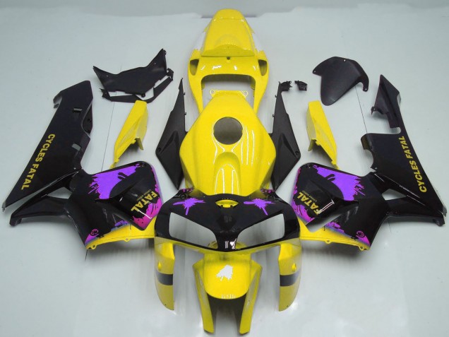 Carenados Moto Honda CBR600RR 2005-2006 - Negro Brillante Amarillo Púrpura Splatter