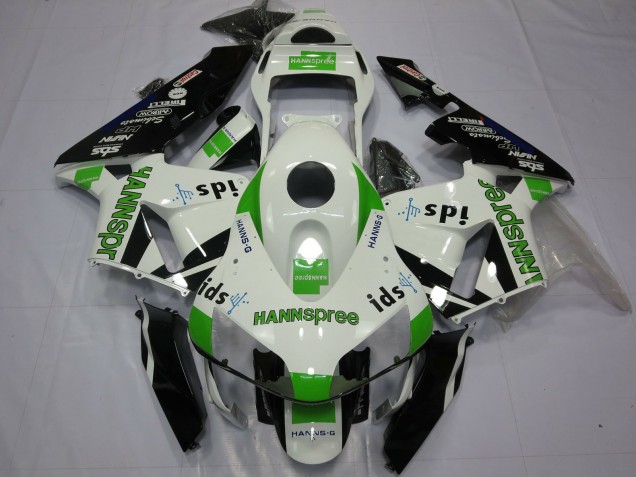 Carenados Moto Honda CBR600RR 2003-2004 - Blanco Verde Negro Brillante Hannspree