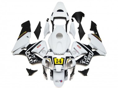 Carenados Moto Honda CBR600RR 2003-2004 - Blanco Amarillo Negro Brillante Playboy 14