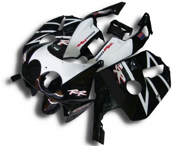 Carenados Moto Honda CBR250RR 1990-1998 - Negro Brillante Blanco RR