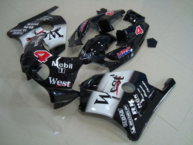 Carenados Moto Honda CBR250RR 1990-1998 - Negro Brillante Blanco West Mobil