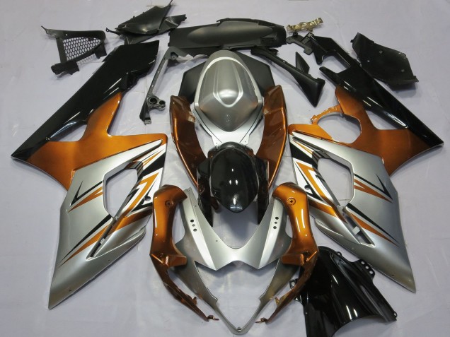 Carenados Moto Suzuki GSXR 1000 2005-2006 - Naranja Plata Negro Brillante