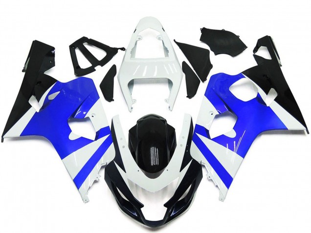 Kits Carenado Moto Suzuki GSXR 600 / GSXR 750 2004-2005 - Blanco Azul Negro Brillante