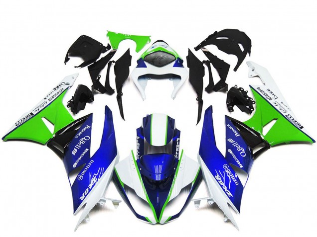 Carenados Moto Kawasaki ZX6R 2009-2012 - Blanco Verde Azul Negro