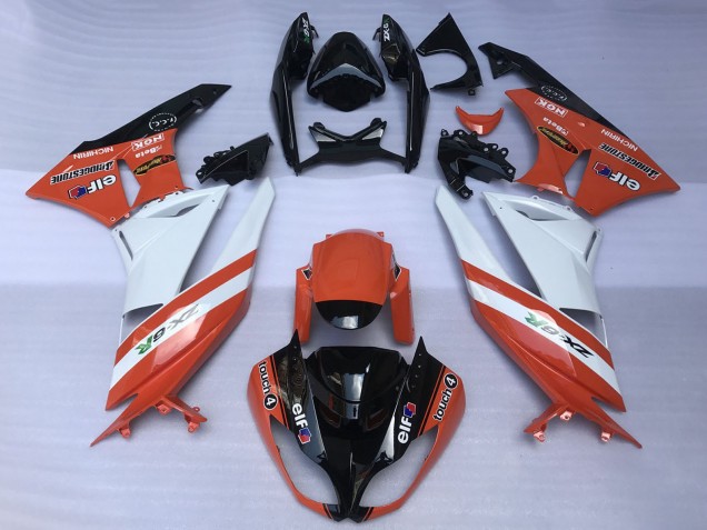 Carenados Moto Kawasaki ZX6R 2009-2012 - Naranja Blanco Negro Brillante Elf Touch4 Bridgestone