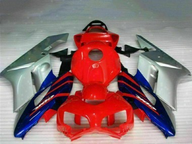 Carenados Moto Honda CBR1000RR 2004-2005 - Plata Rojo Azul Negro Raya