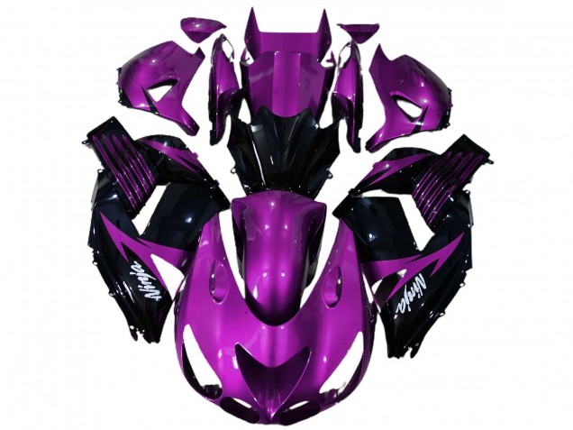 Carenados Moto Kawasaki ZX14R 2006-2011 - Púrpura Negro Brillante Blanco Ninja