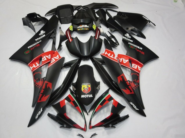 Carenados Moto Yamaha R6 2006-2007 - Negro Mate Rojo Abarth Motul Michelin