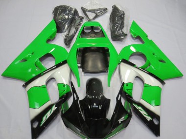 Carenado Moto Yamaha R6 1998-2002 - Verde Blanco Negro Brillante