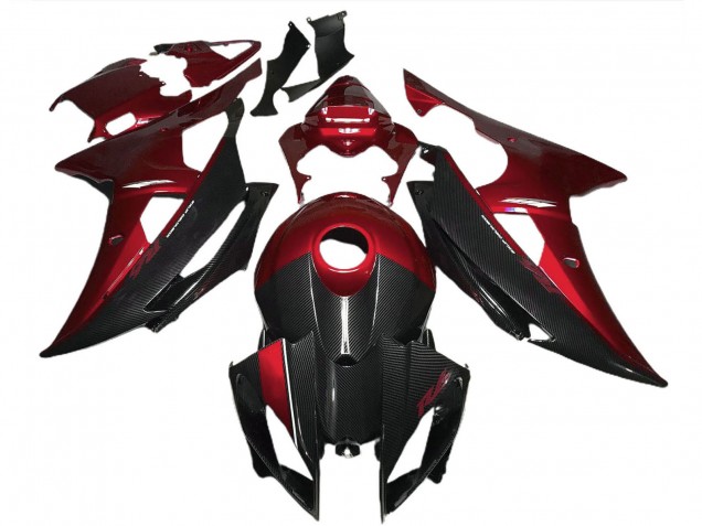 Carenados Moto Yamaha R6 2008-2016 - Rojo Negro FibraCarbono Estilo