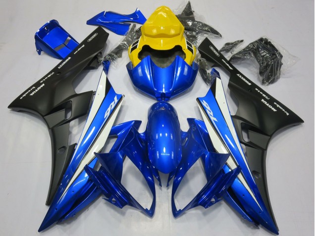 Carenados Moto Yamaha R6 2006-2007 - Amarillo Azul Blanco Negro Mate Motul