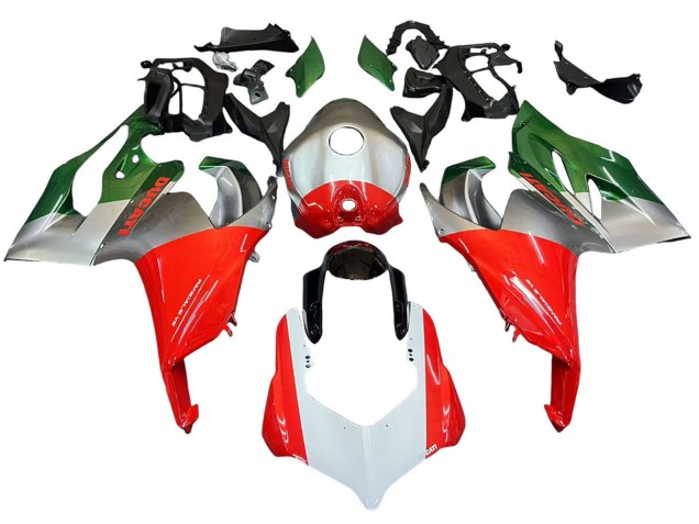 Carenados Moto Ducati Panigale V2 2020-2024 - Plata Rojo Verde