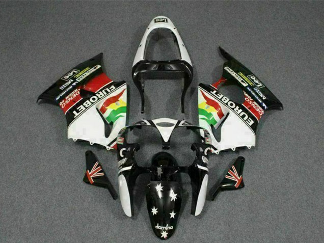 Carenados Moto Kawasaki ZX6R 2000-2002 - Blanco Rojo Amarillo Verde Negro Brillante Estrella EuroBet