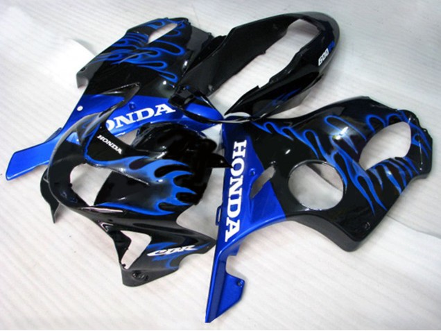 Carenados Moto Honda CBR600 F4 1999-2000 - Negro Brillante Azul Llama