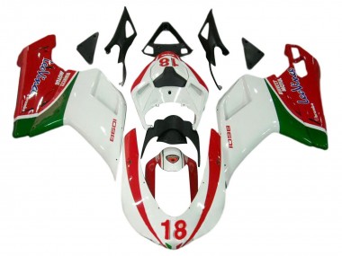 Carenados Moto Ducati 848/1098/1198 2007-2014 - Blanco Rojo Verde 18