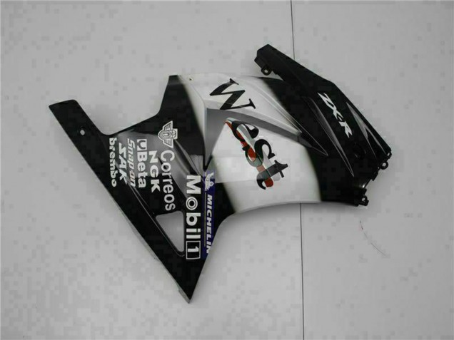 Carenados Moto Kawasaki EX250 2008-2012 - Negro Brillante Blanco West