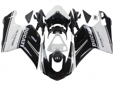 Carenados Moto Ducati 848/1098/1198 2007-2014 - Blanco Negro Brillante Corse