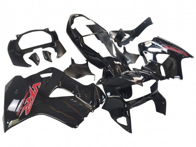 Carenados Moto Honda VFR 800 1998-2001 - Negro Brillante Rojo Calcomanía