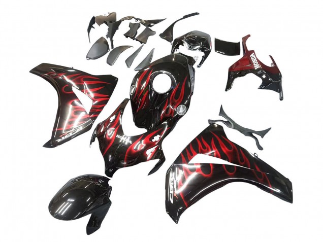 Carenado Moto Honda CBR1000RR 2008-2011 - Negro Brillante Rojo Llama
