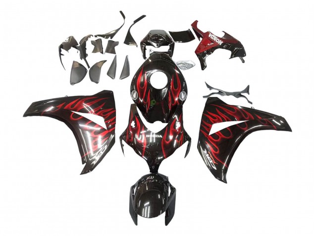 Carenado Moto Honda CBR1000RR 2008-2011 - Negro Brillante Rojo Llama