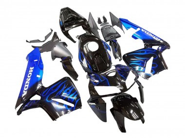Carenado Moto Honda CBR600RR 2005-2006 - Negro Brillante Azul Llama