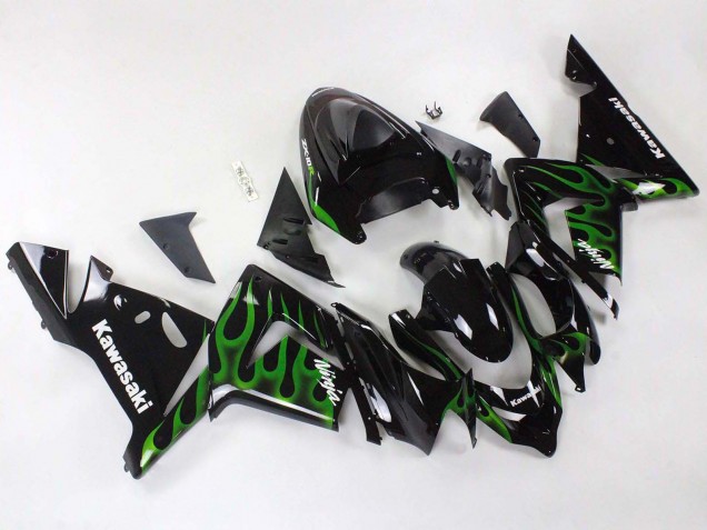Carenados Moto Kawasaki ZX10R 2004-2005 - Negro Verde Llama Ninja