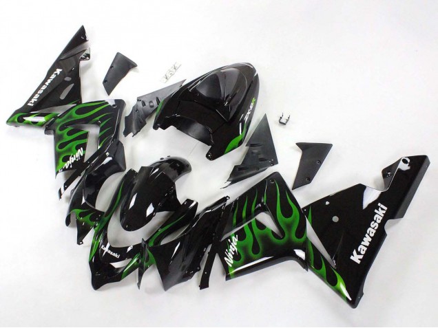 Carenados Moto Kawasaki ZX10R 2004-2005 - Negro Verde Llama Ninja