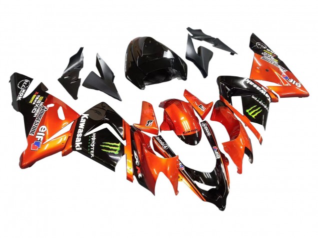 Carenados Moto Kawasaki ZX10R 2004-2005 - Burnt Naranja Negro Monstruo Elf