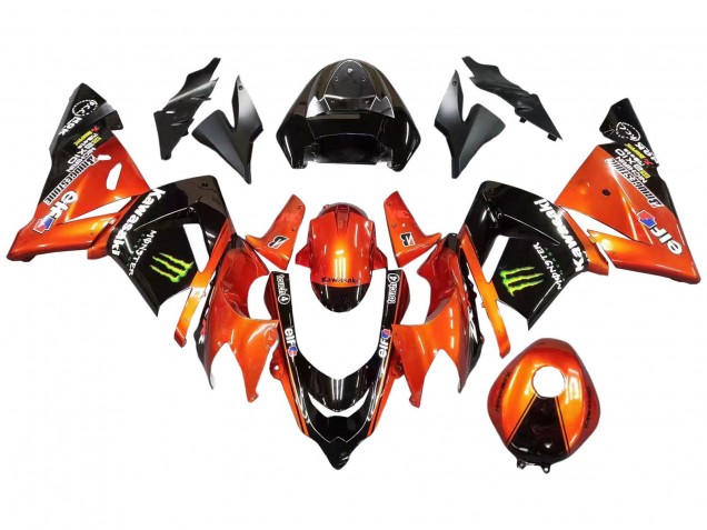 Carenados Moto Kawasaki ZX10R 2004-2005 - Burnt Naranja Negro Monstruo Elf
