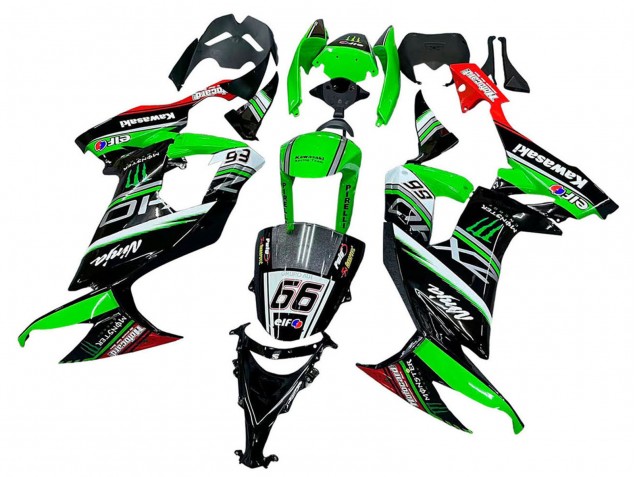 Carenados Moto Kawasaki ZX10R 2008-2010 - Verde Blanco Rojo Negro Monstruo Elf 66