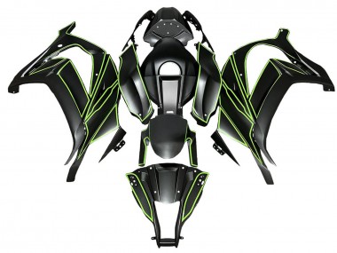 Carenados Moto Kawasaki ZX10R 2008-2010 - Negro Mate Verde Línea