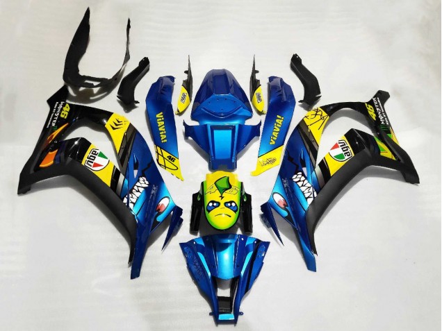Carenados Moto Kawasaki ZX10R 2011-2015 - Azul Amarillo Negro Tiburón