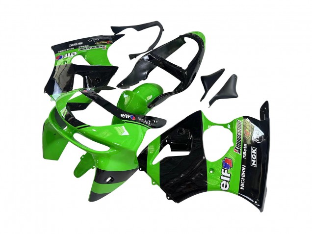 Carenados Moto Kawasaki ZX6R 1998-1999 - Verde Negro Brillante Elf Bridgestone
