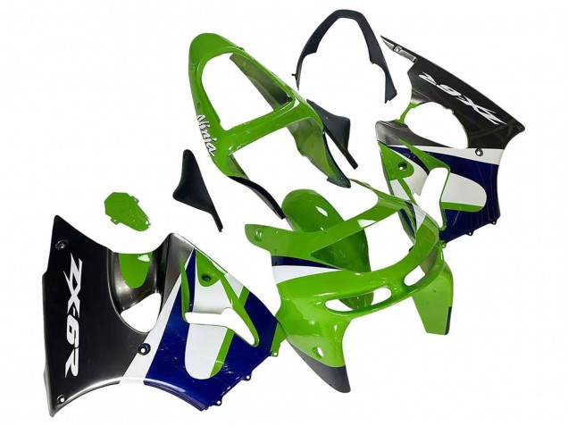 Carenados Moto Kawasaki ZX6R 1998-1999 - Verde Blanco Azul Plata Negro Brillante