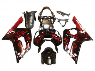 Carenados Moto Kawasaki ZX6R 2003-2004 - Negro Brillante Rojo Llama