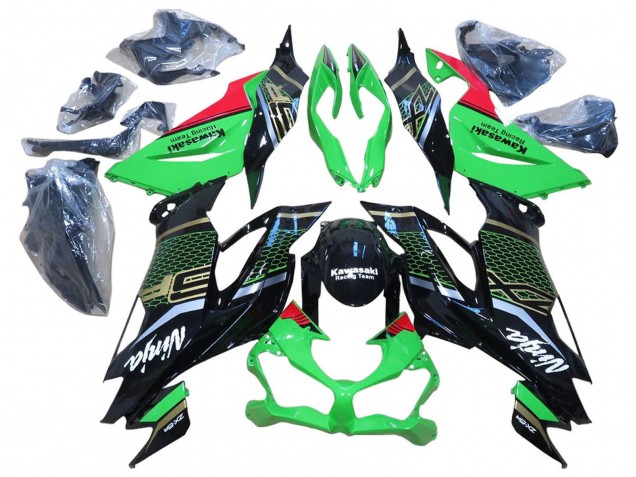 Carenados Moto Kawasaki ZX6R 2009-2012 - Rojo Negro Brillante Honeycomb