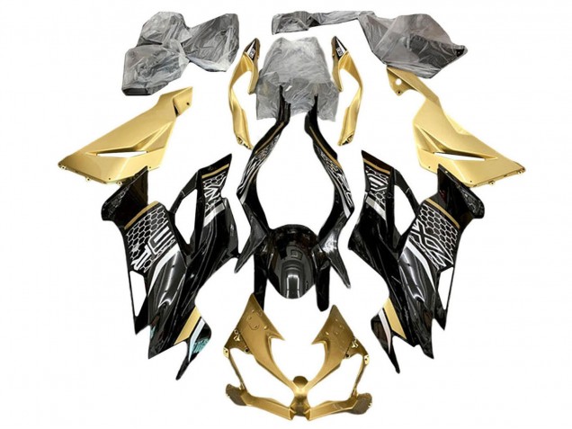 Carenados Moto Kawasaki ZX6R 2019-2022 - Oro Negro Brillante Blanco Honeycomb
