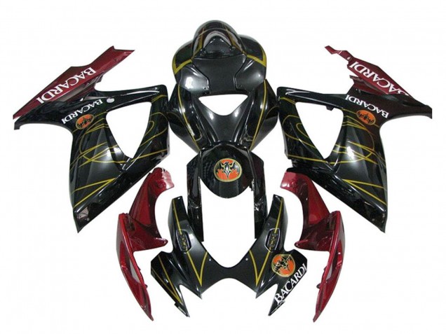 Carenados Moto Suzuki GSXR 600 / GSXR 750 2006-2007 - Negro Brillante Rojo Oro