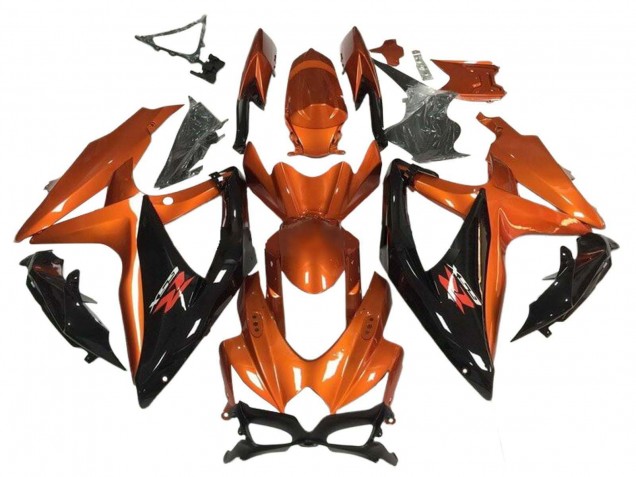 Carenado Moto Suzuki GSXR 600 / GSXR 750 2008-2010 - Naranja Negro Brillante