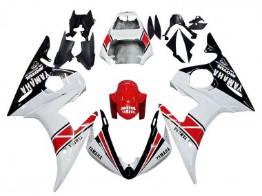 Carenados Moto Yamaha YZF R6 2003-2004 - Blanco Rojo Negro Brillante Motul
