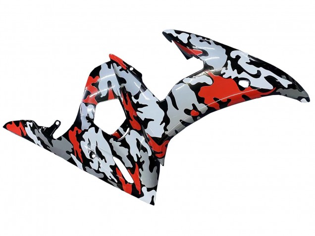 Carenados Moto Yamaha YZF R6 2003-2004 - Negro Rojo Gris Camouflage